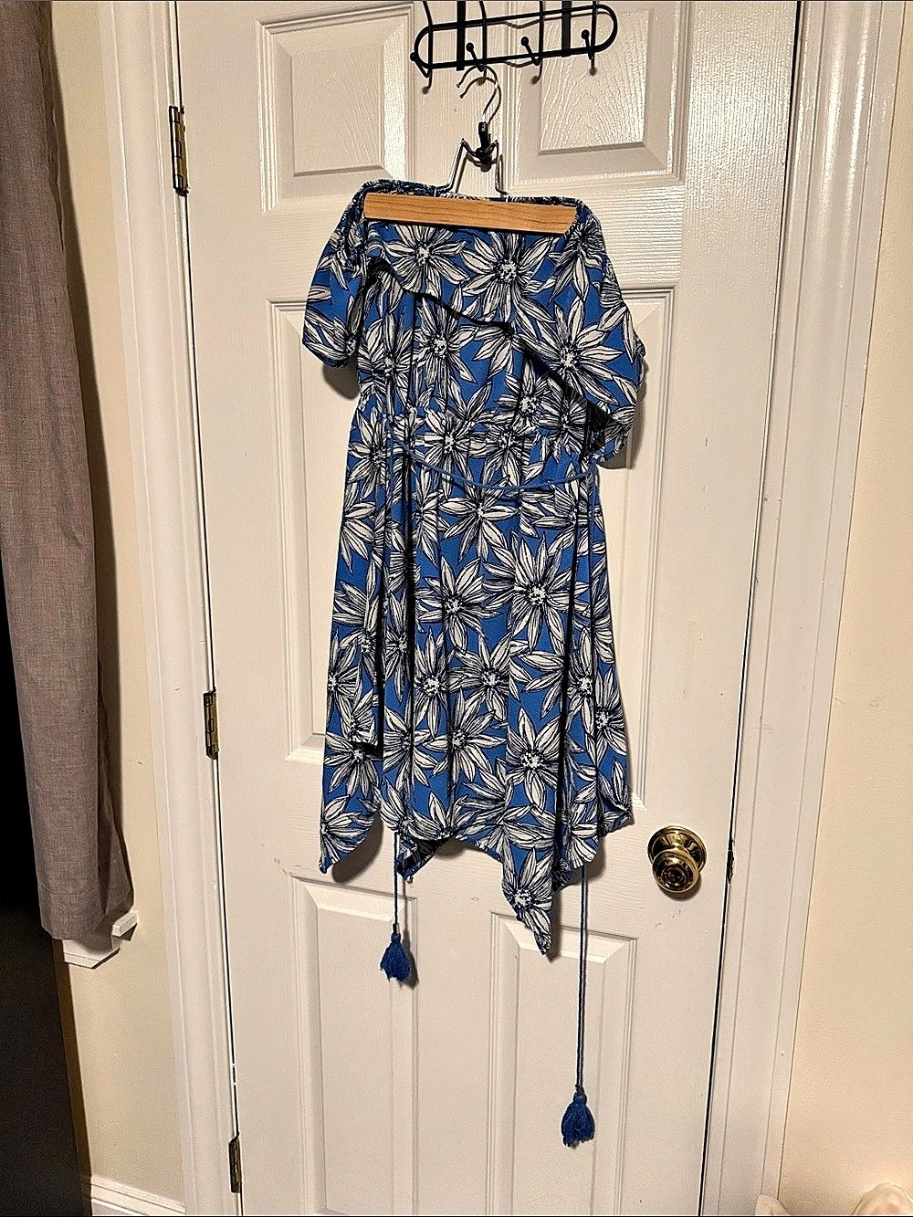 Charlotte Russe Floral Maxi Dress in Blue & White Size Large